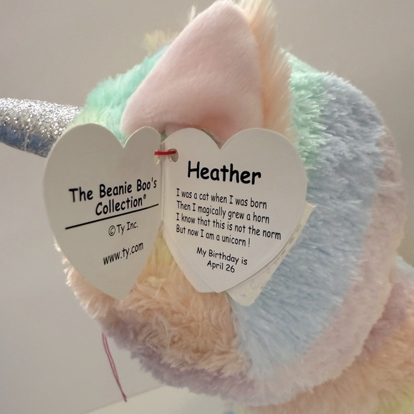Multicolor Unicorn Cat Plush - Heather (Ty Beanie Boo) - Picture 9 of 12